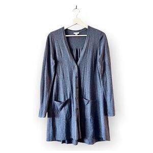 J.Jill Long V Neck Cotton Blend Cardigan Sweater XS Button Up Pockets
